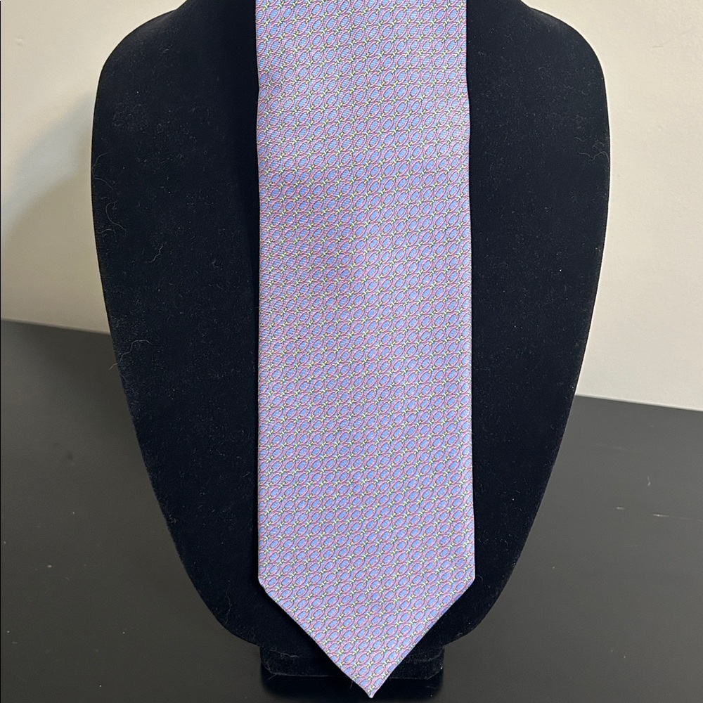 Peter Blair 100% Silk Bluish Purple, Pink & Green Chain Link Patterned Men's Tie